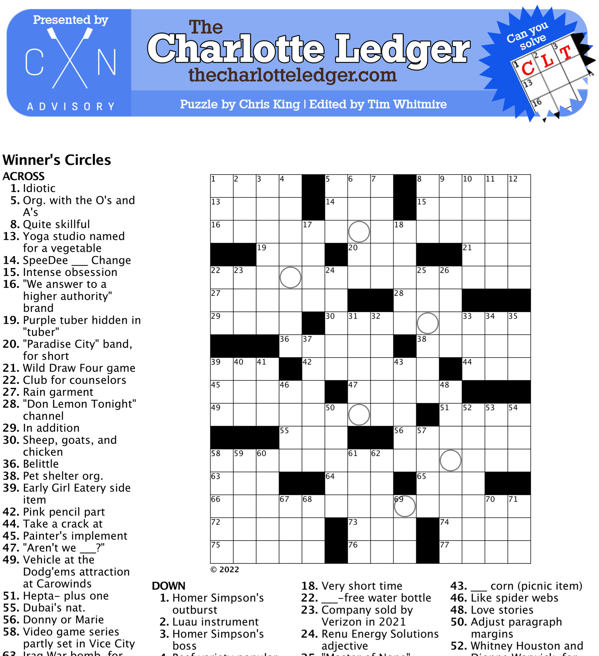 Charlotte Ledger Crosswords The Charlotte Ledger Charlotte Ledger Crosswords The Charlotte Ledger