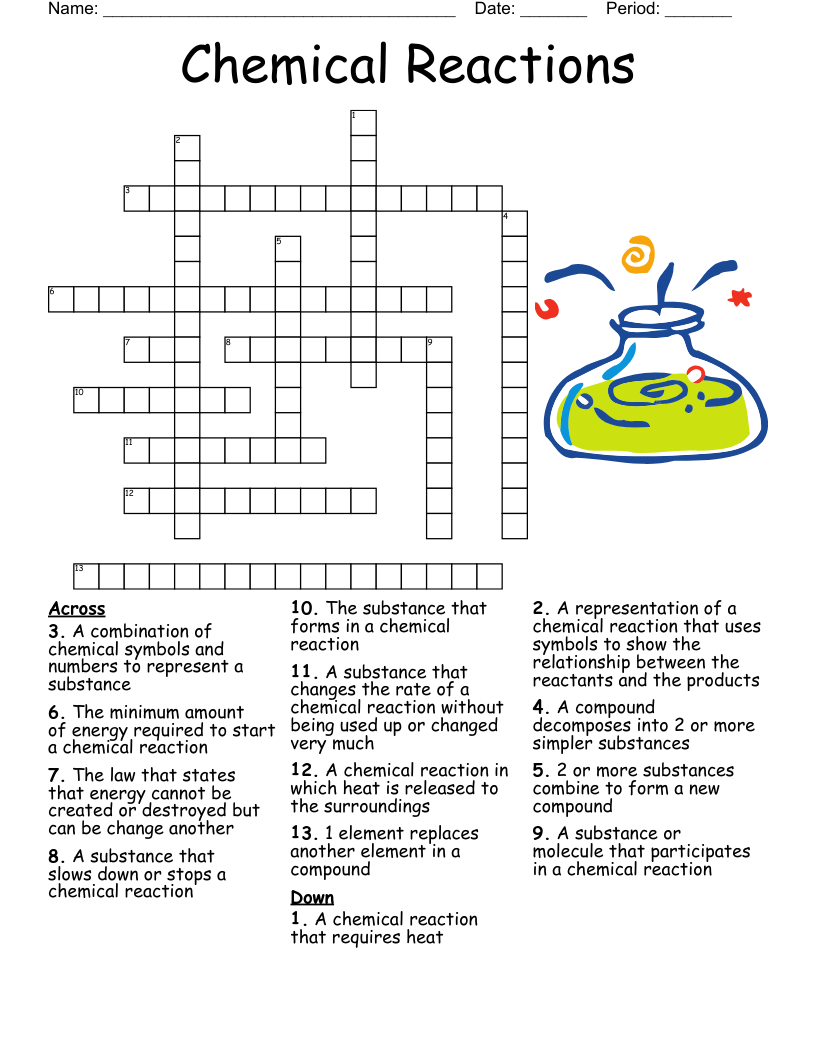 Chemical Reactions Crossword WordMint Chemical Reactions Crossword WordMint