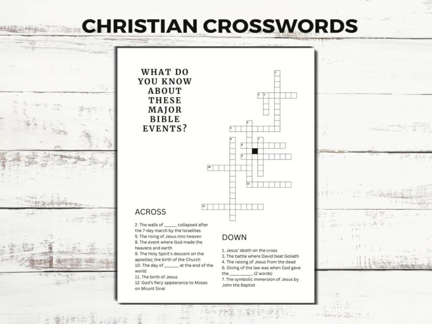 Christian Crossword Puzzles For Kids And Adults Sunday School Activity Bible Study Group Fun Youth Group Activity Etsy