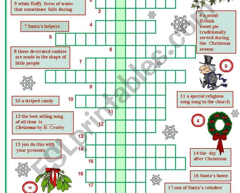 Christmas Crossword ESL Worksheet By Szilvi