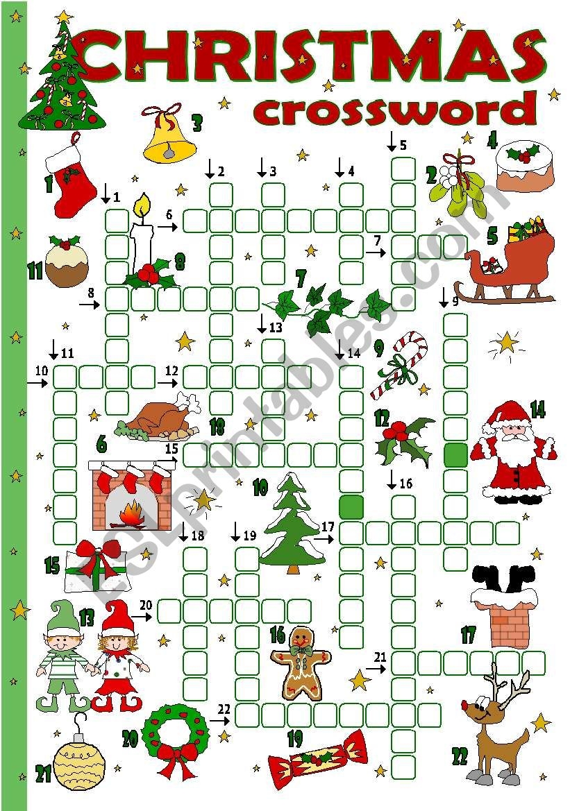 Christmas Crossword ESL Worksheet By Tecus