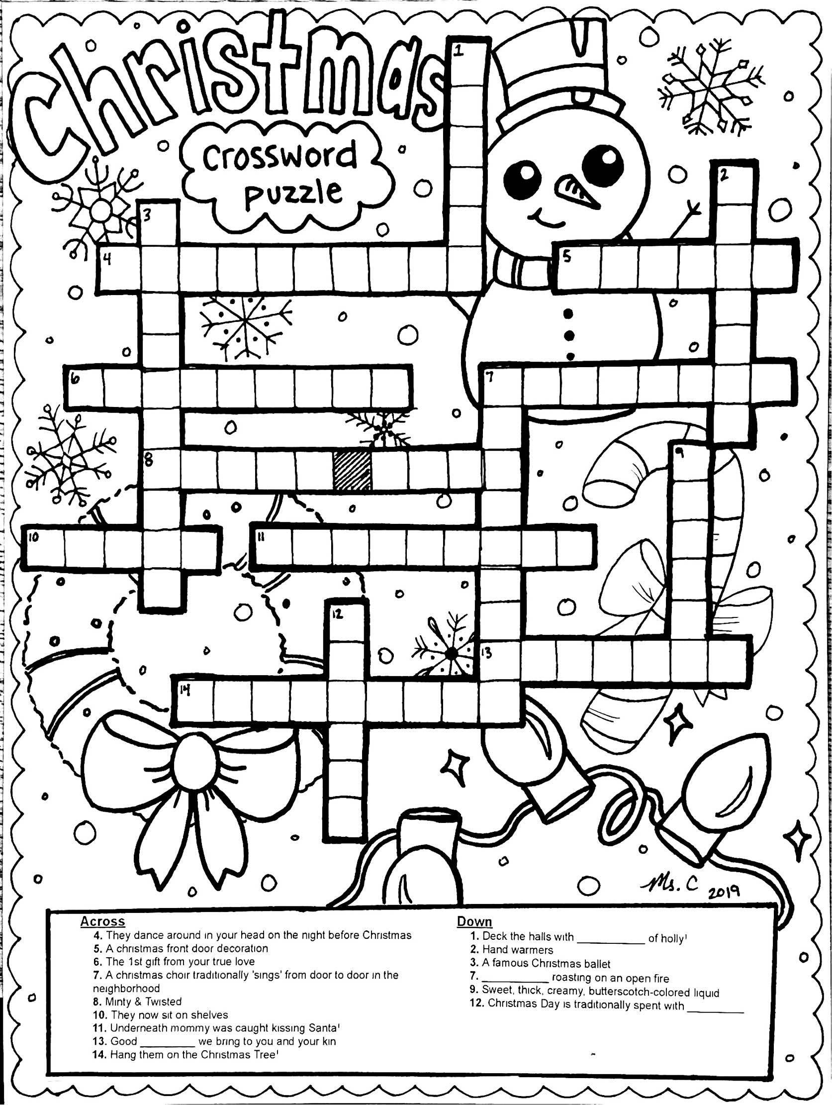 Christmas Crossword Puzzle Coloring Sheet By Art With Ms C TPT Christmas Crossword Puzzle Coloring Sheet By Art With Ms C TPT