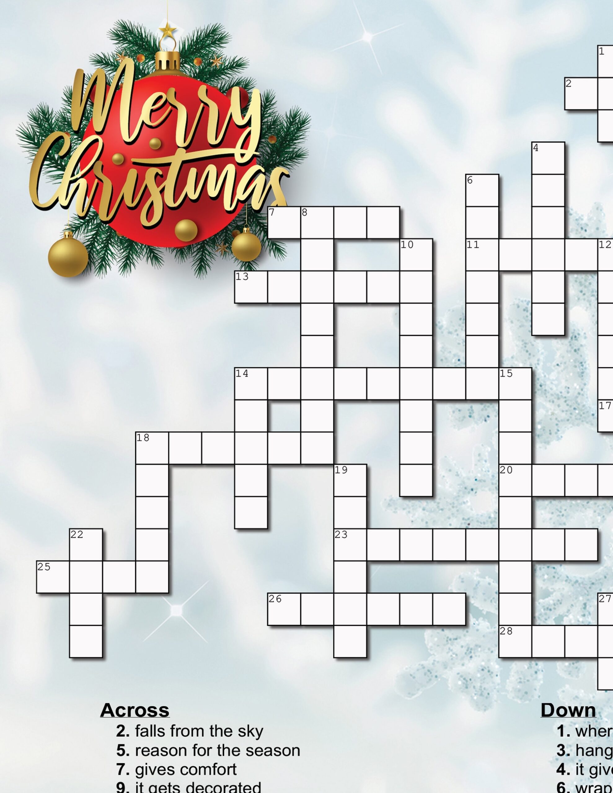 Christmas Crossword Puzzle Etsy Christmas Crossword Puzzle Etsy
