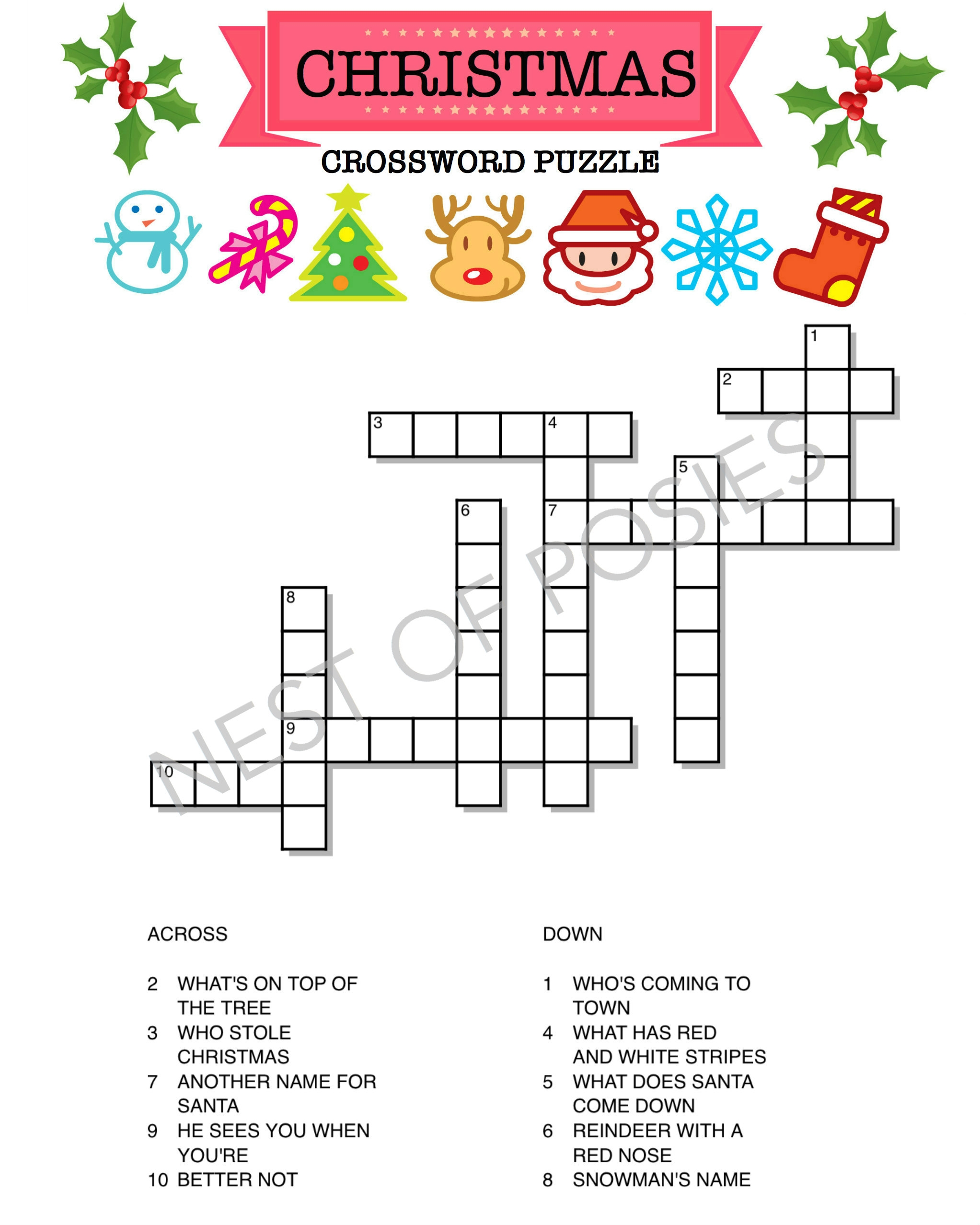 CHRISTMAS CROSSWORD PUZZLE LOGO Nest Of Posies Worksheets Library CHRISTMAS CROSSWORD PUZZLE LOGO Nest Of Posies Worksheets Library
