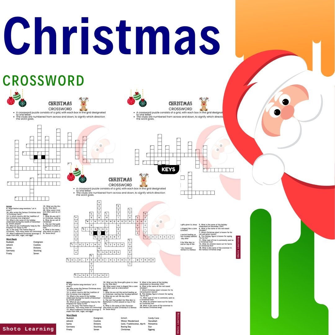 Christmas Crossword Puzzle Pack Fun Engaging Holiday Activity Christmas Crossword Puzzle Pack Fun Engaging Holiday Activity
