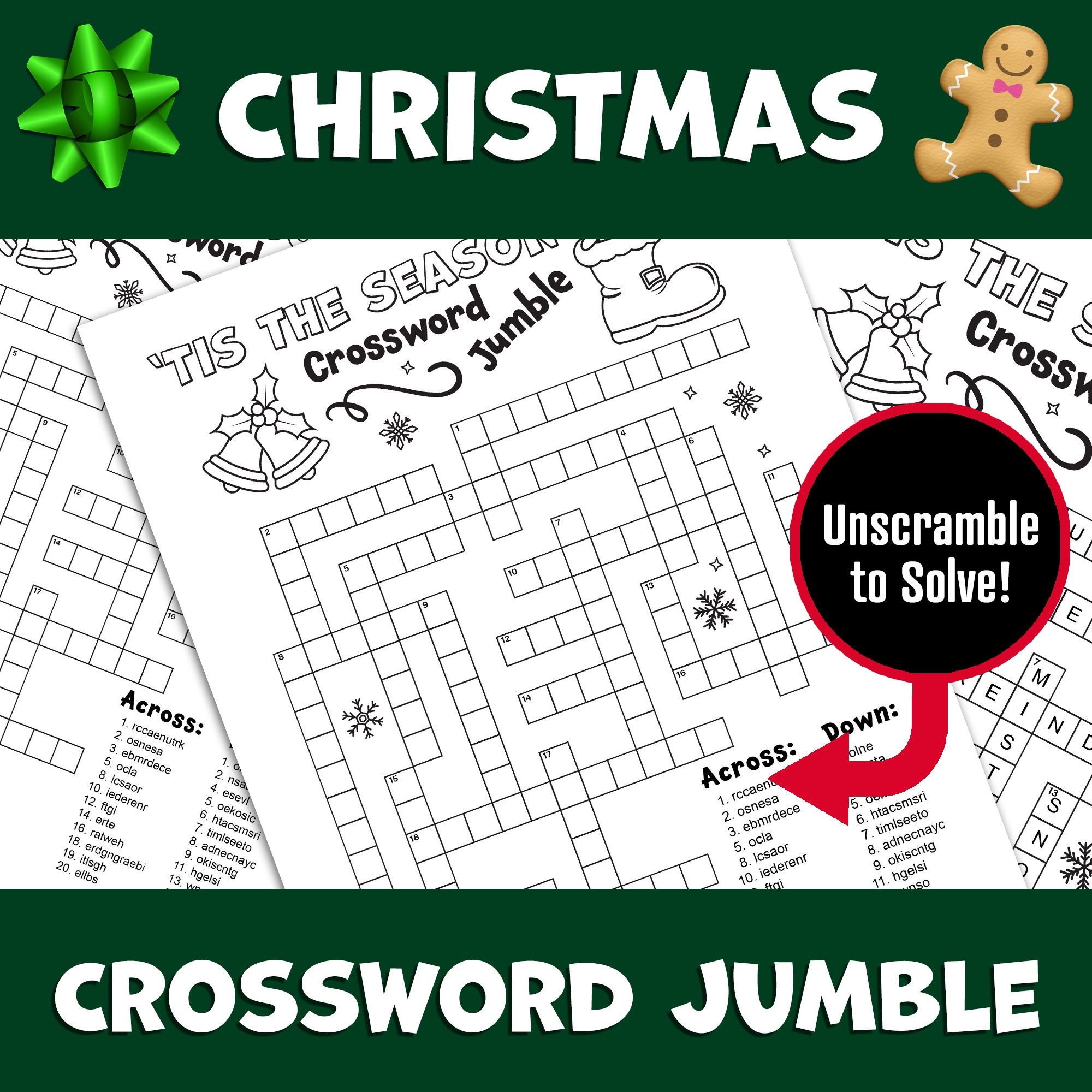 Christmas Crossword Puzzle Word Scramble Winter Word Game Word Unscramble Made By Teachers Christmas Crossword Puzzle Word Scramble Winter Word Game Word Unscramble Made By Teachers