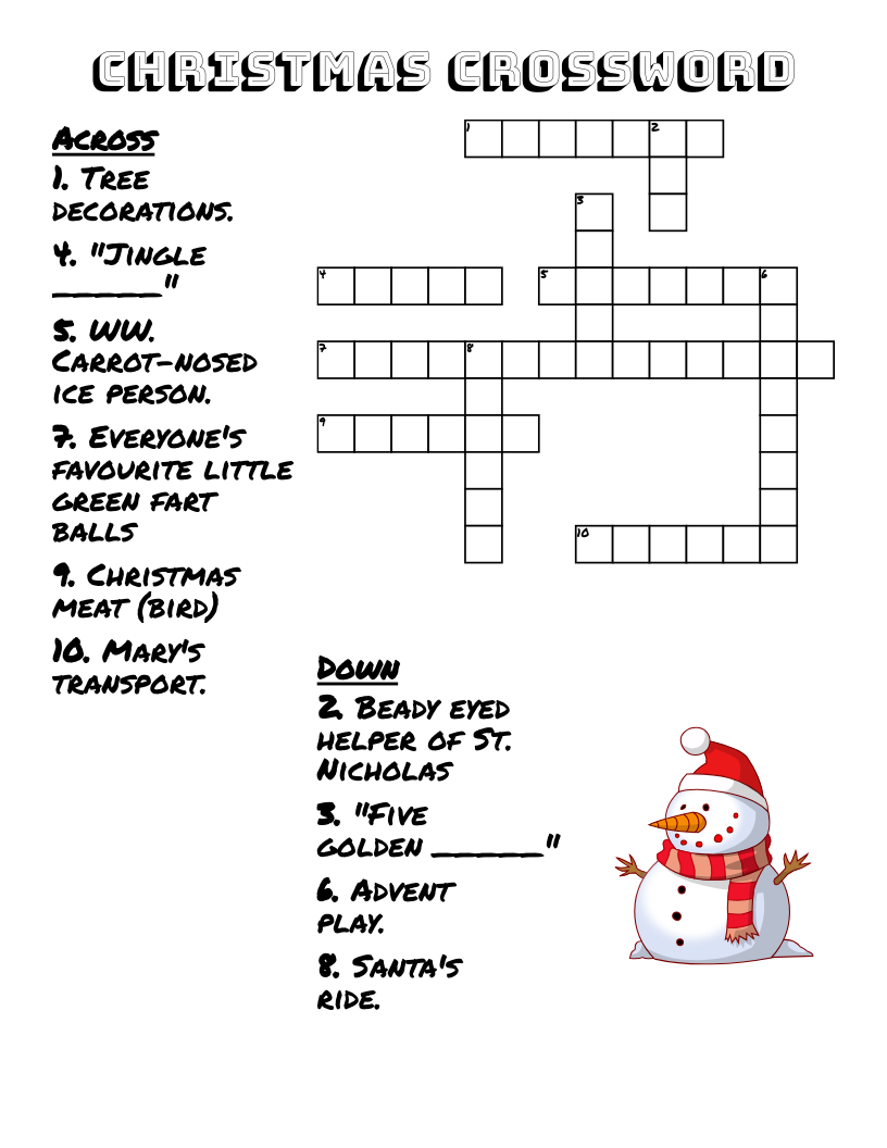 Christmas Crossword WordMint Christmas Crossword WordMint