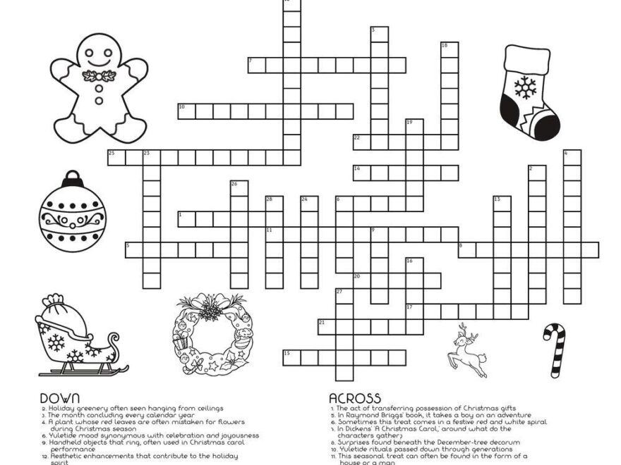 Christmas themed Crossword Puzzles Beeloo Printable Crafts And Activities For Kids
