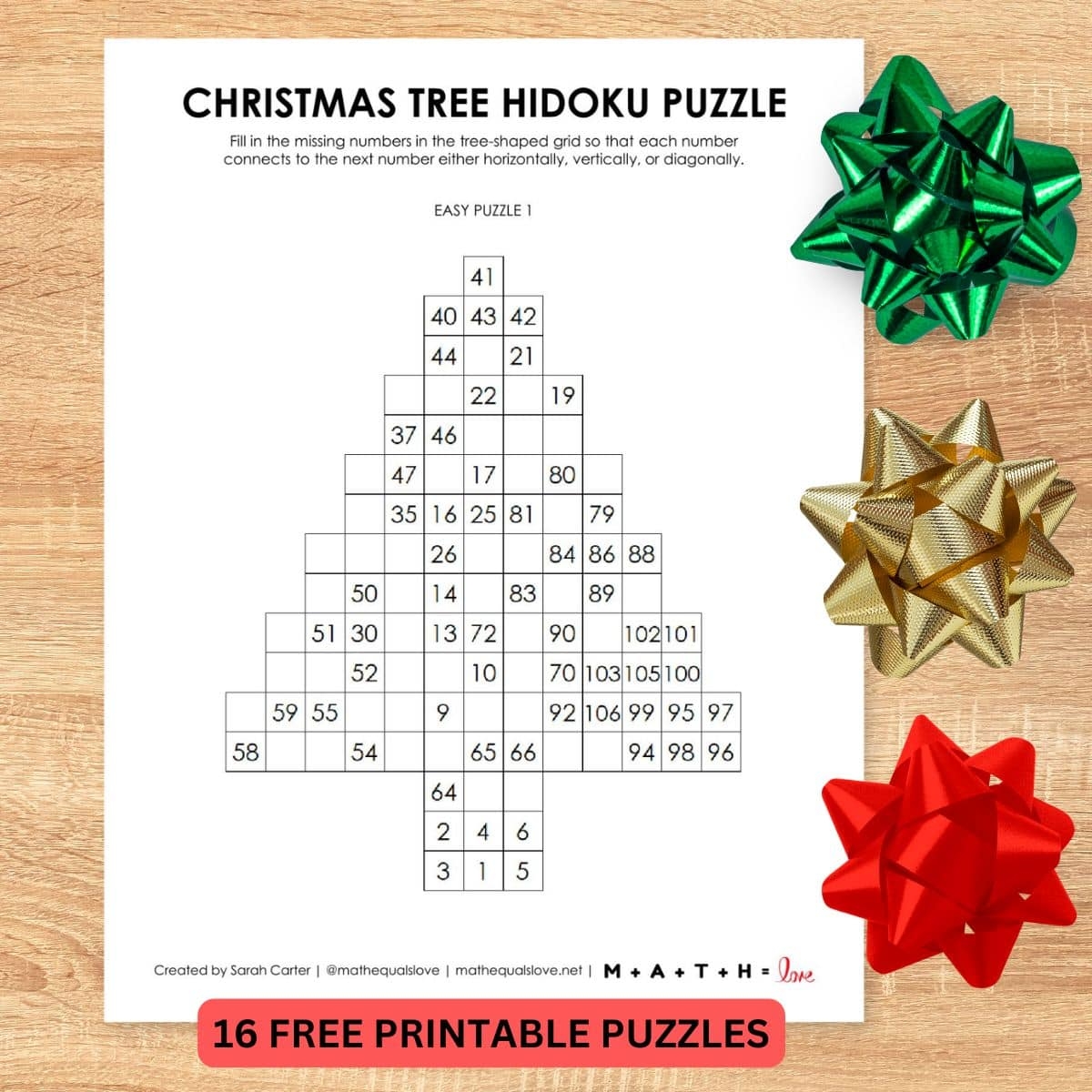 Christmas Tree Hidato Puzzles Free Printable PDF  Christmas Tree Hidato Puzzles Free Printable PDF