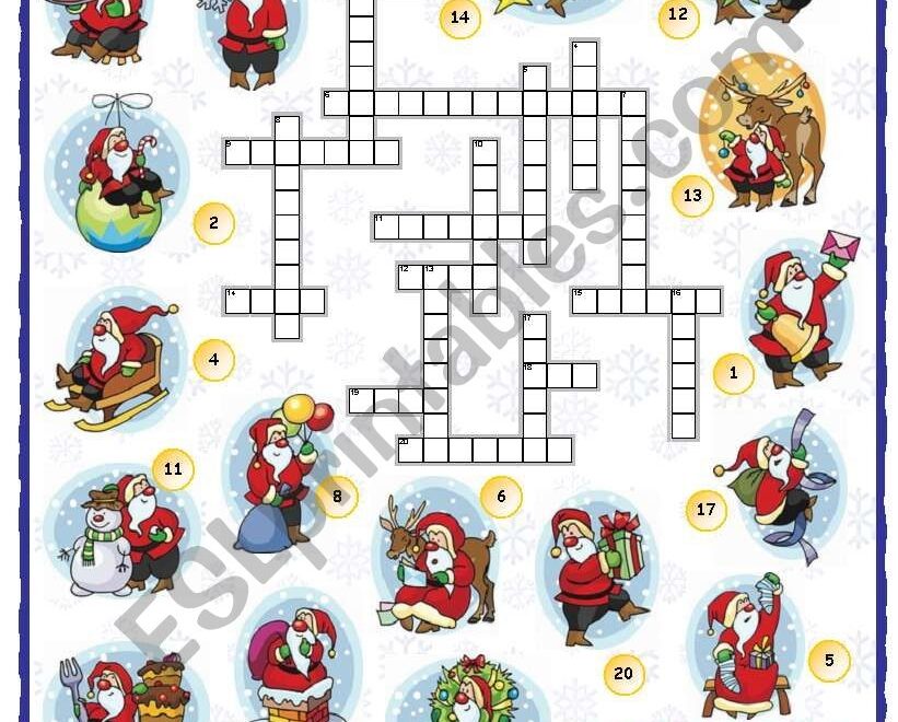 Christmas Vocabulary Crossword ESL Worksheet By Mpotb
