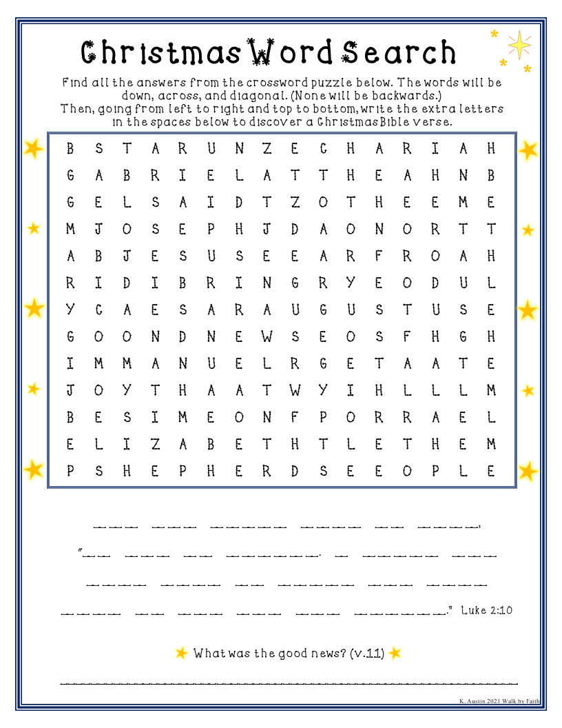 Christmas Word Search And Crossword The Birth Of Jesus Puzzle Made By Teachers