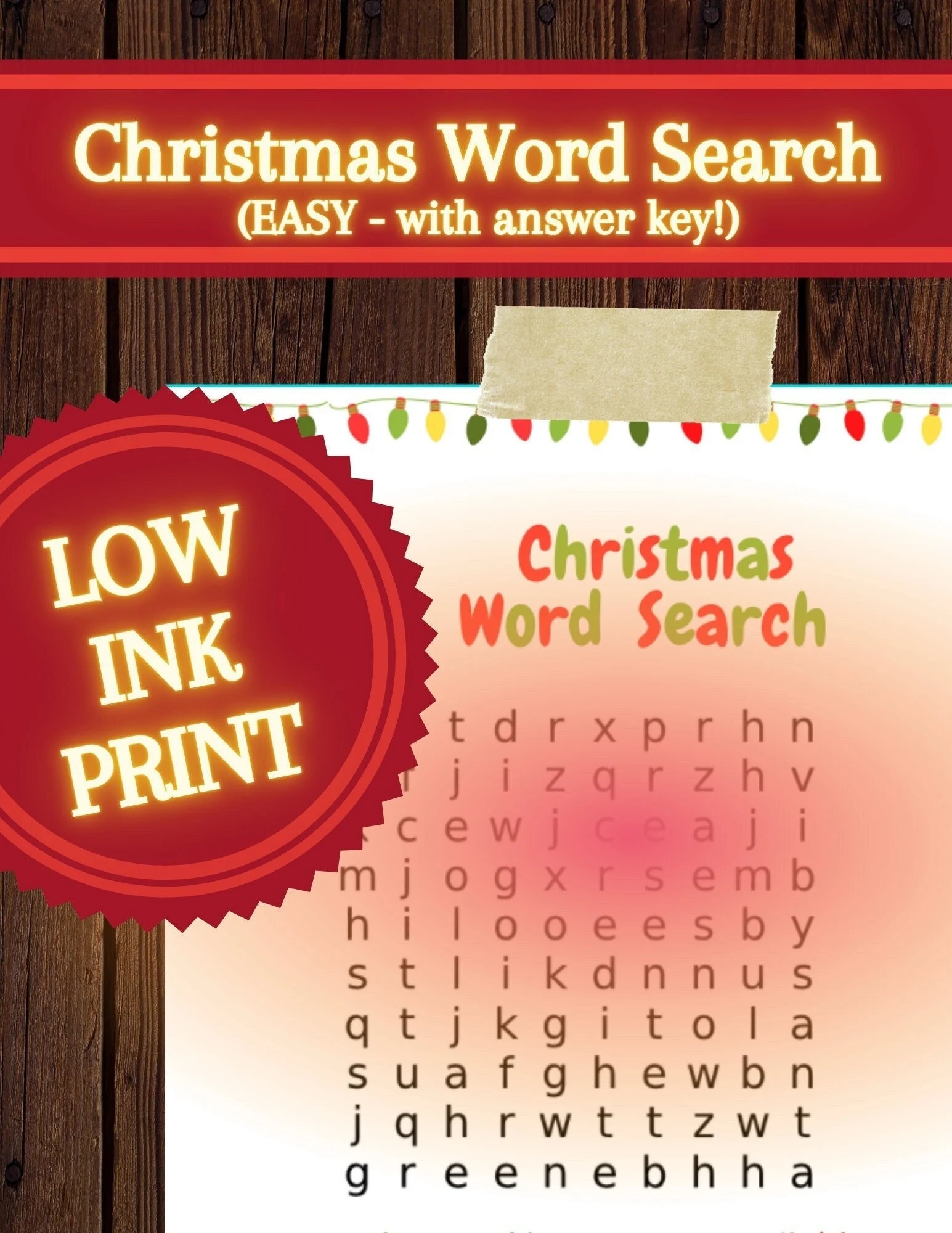 Christmas Word Search Printable EASY With Answer Key LOW INK Etsy Christmas Word Search Printable EASY With Answer Key LOW INK Etsy