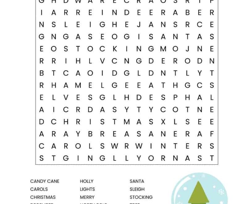 Christmas Word Search Printable for Kids Or Adults