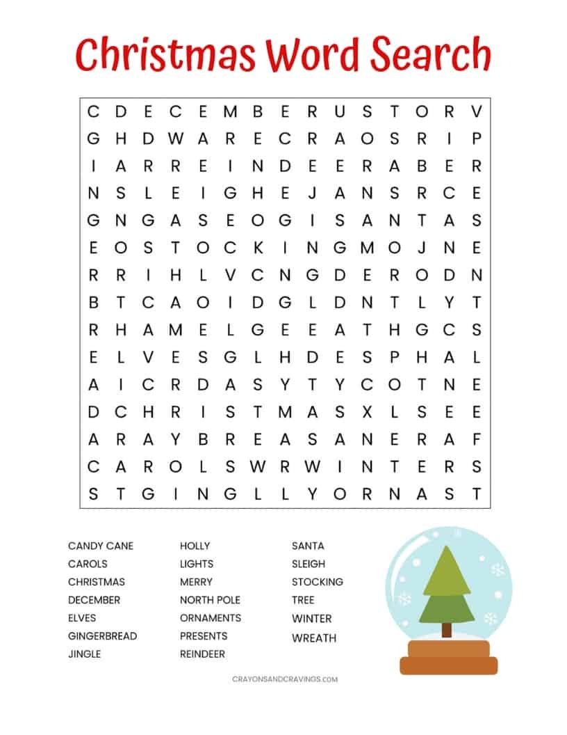 Christmas Word Search Printable for Kids Or Adults  Christmas Word Search Printable for Kids Or Adults