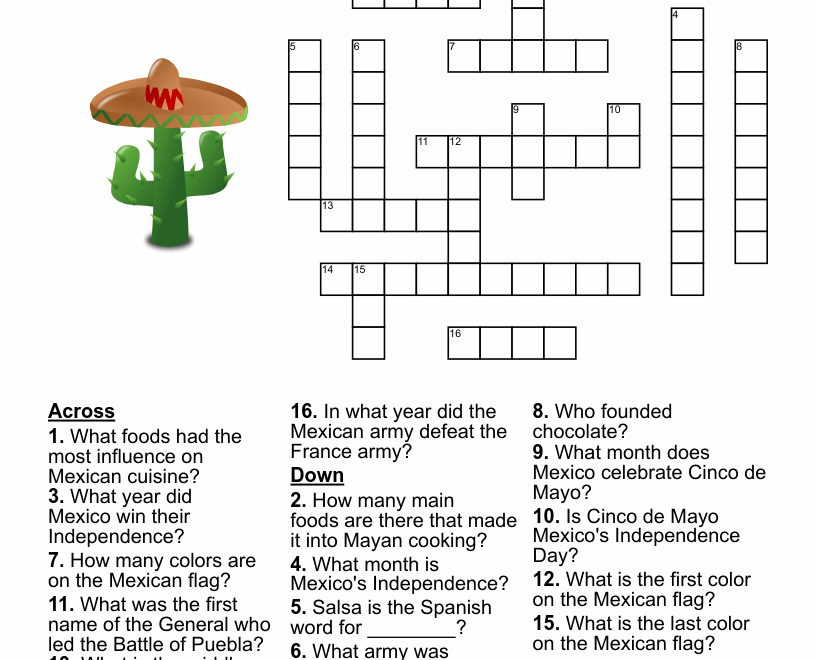 Cinco De Mayo Crossword WordMint