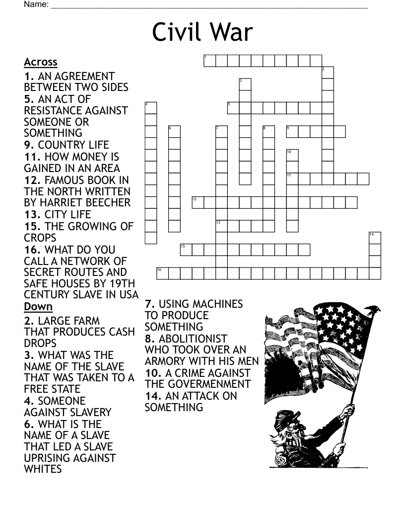 Civil War And Reconstruction Crossword WordMint Civil War And Reconstruction Crossword WordMint