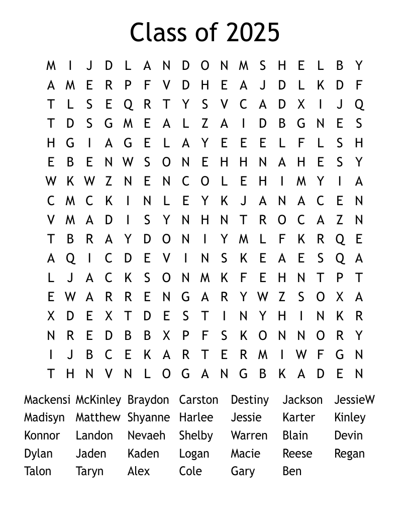 Class Of 2025 Word Search WordMint Class Of 2025 Word Search WordMint