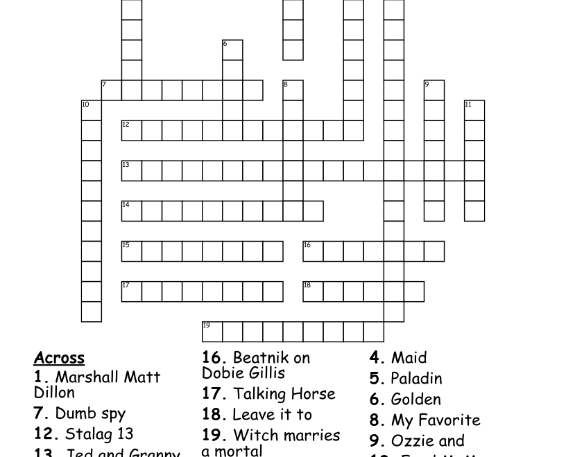 Classic TV Shows Crossword WordMint