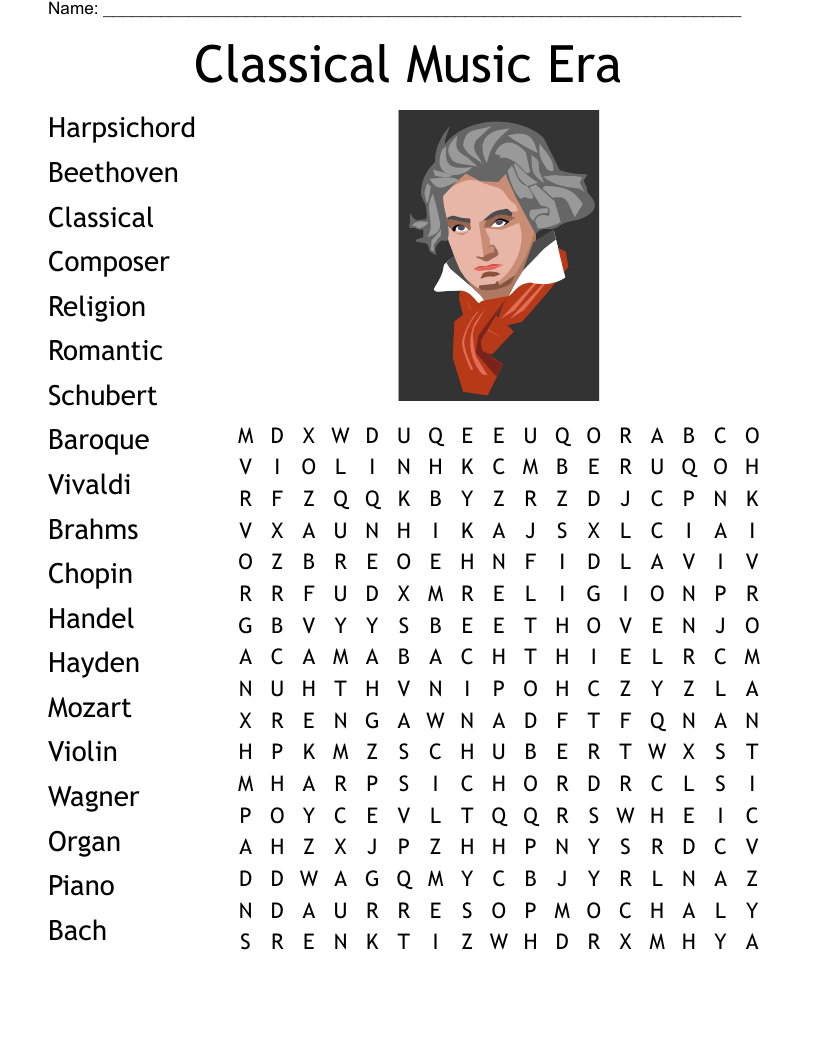 Classical Music Era Word Search WordMint