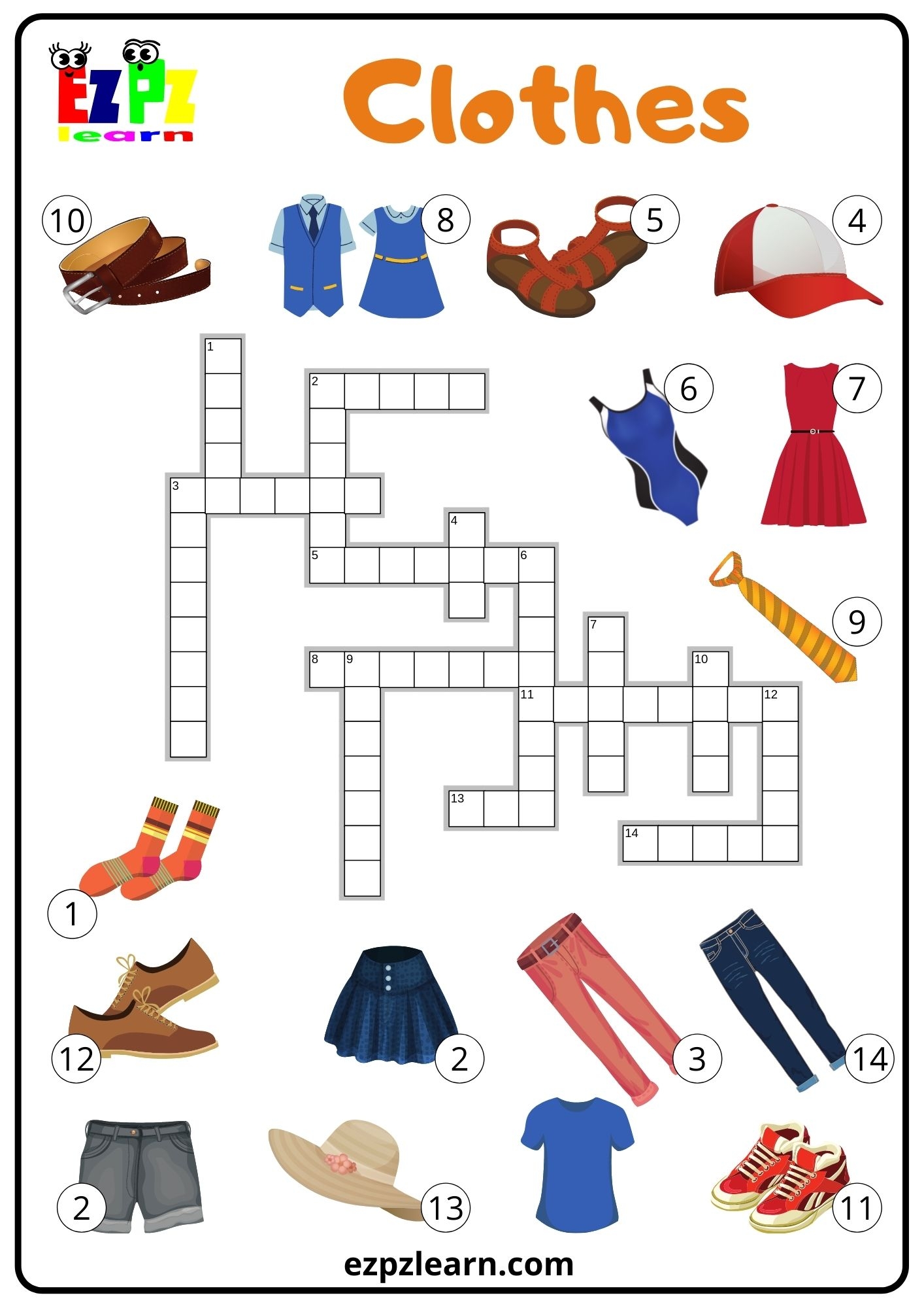 Clothes Crossword Ezpzlearn Clothes Crossword Ezpzlearn