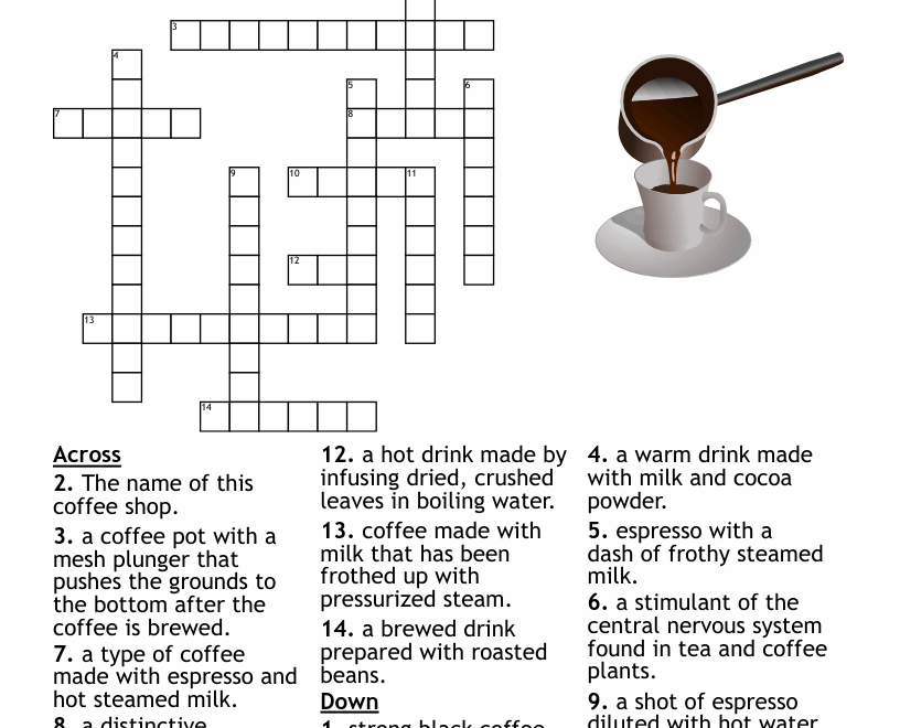 Coffee Crossword WordMint