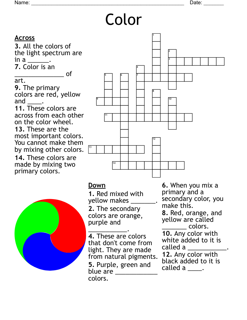 Color Crossword WordMint Color Crossword WordMint