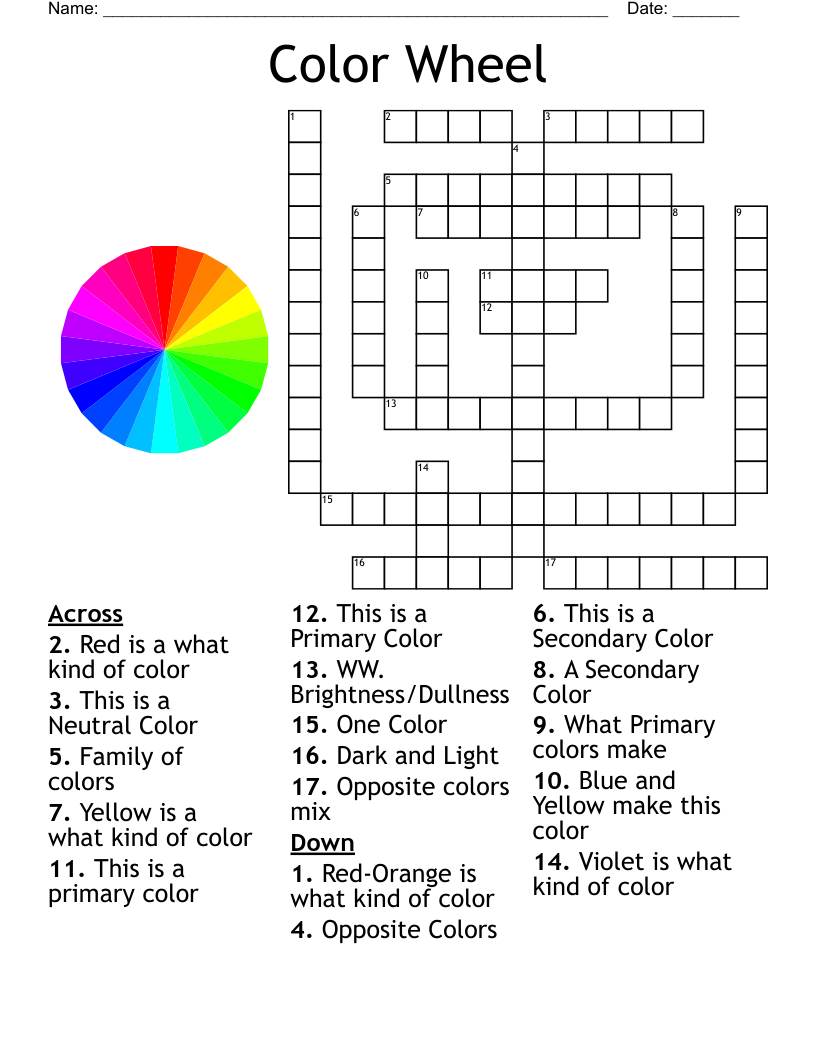 Color Wheel Crossword WordMint Color Wheel Crossword WordMint