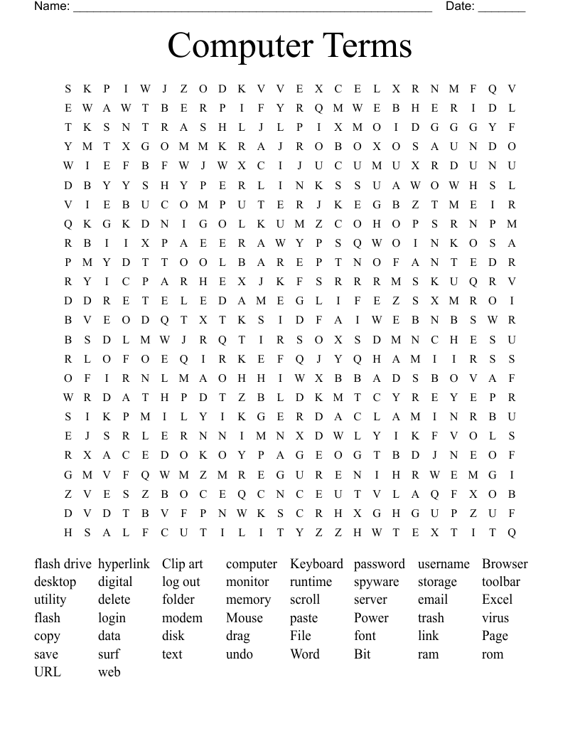 Computer Terms Word Search WordMint Computer Terms Word Search WordMint