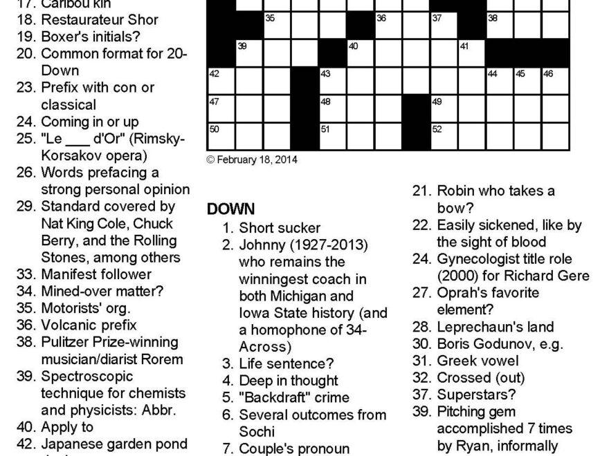 Connecticut Transfer Crossword Puzzle