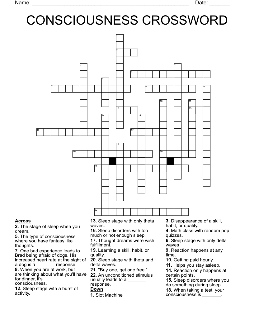 CONSCIOUSNESS CROSSWORD WordMint CONSCIOUSNESS CROSSWORD WordMint