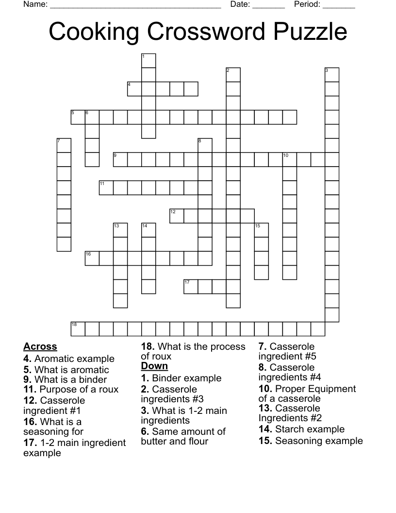 Cooking Crossword Puzzle WordMint Cooking Crossword Puzzle WordMint