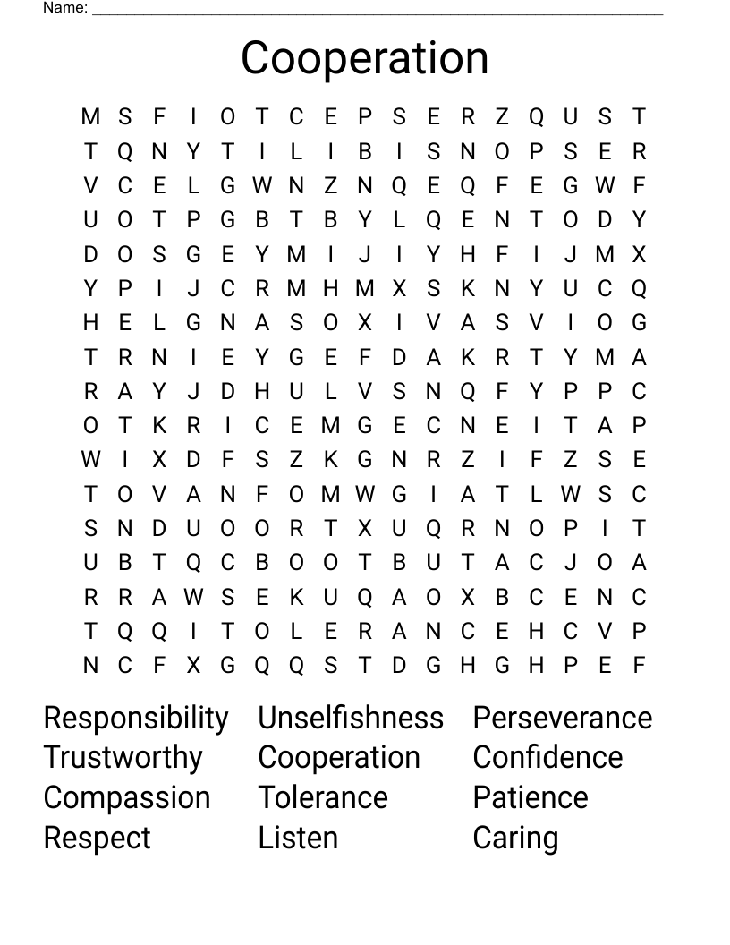 Cooperation Word Search WordMint Cooperation Word Search WordMint