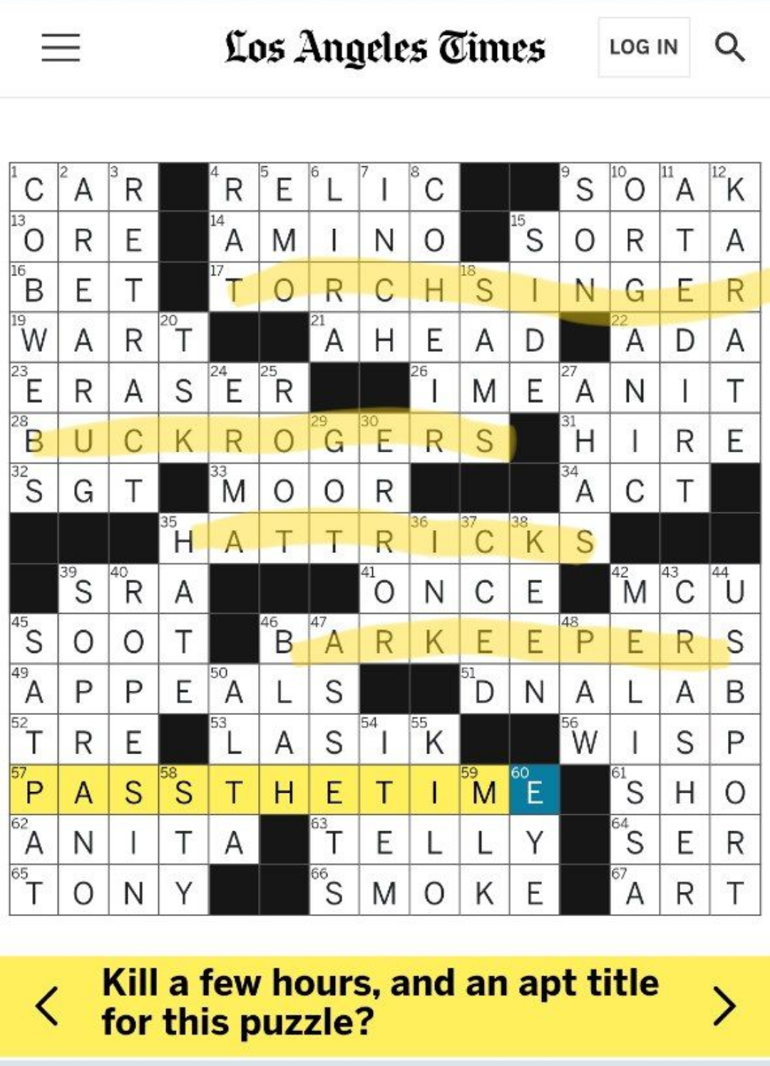 Los Angeles Times Crossword Printable Los Angeles Times Crossword Printable