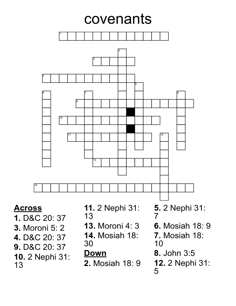 Lds Crossword Puzzles Printable Lds Crossword Puzzles Printable