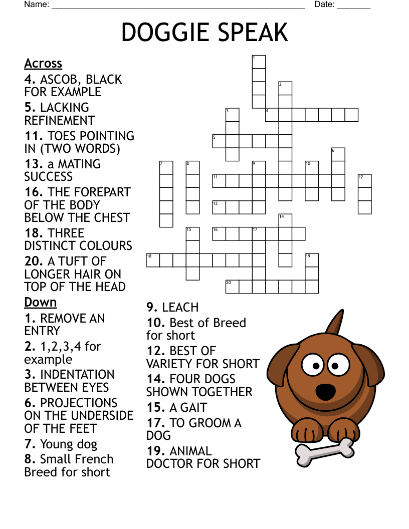 Crossword About Dogs WordMint