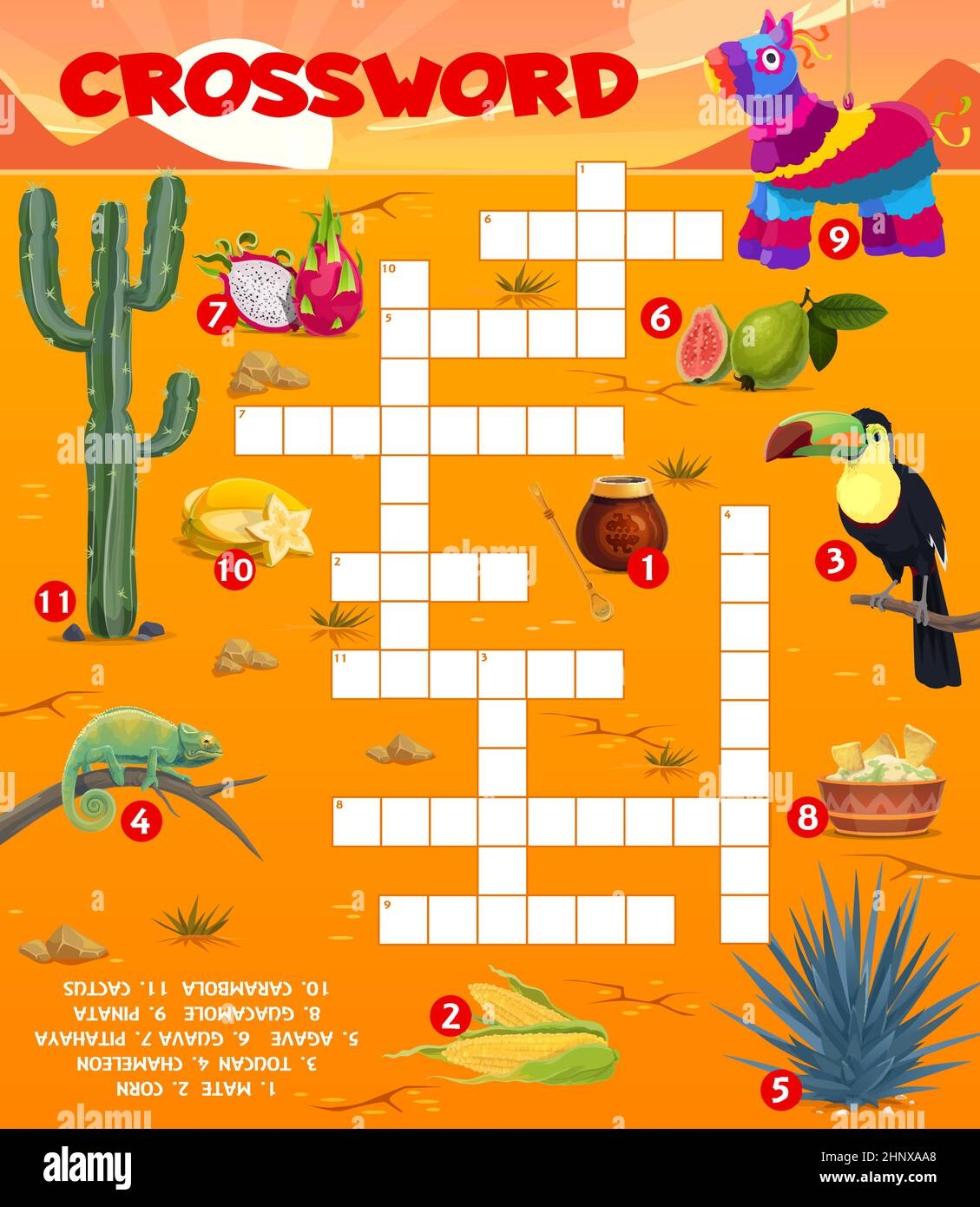 Crossword Grid Worksheet With Mexican Food Animals And Items Find A Word Quiz Game Children Text Riddle Or Kids Puzzles Book Vector Page With Touca Stock Vector Image Art Alamy