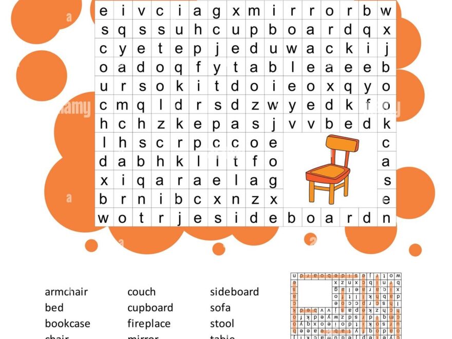 Crossword Living Room Furniture Learning English Words Word Search Puzzle Worksheet For Children Colorful Printable Version With Answer Stock Vector Image Art Alamy