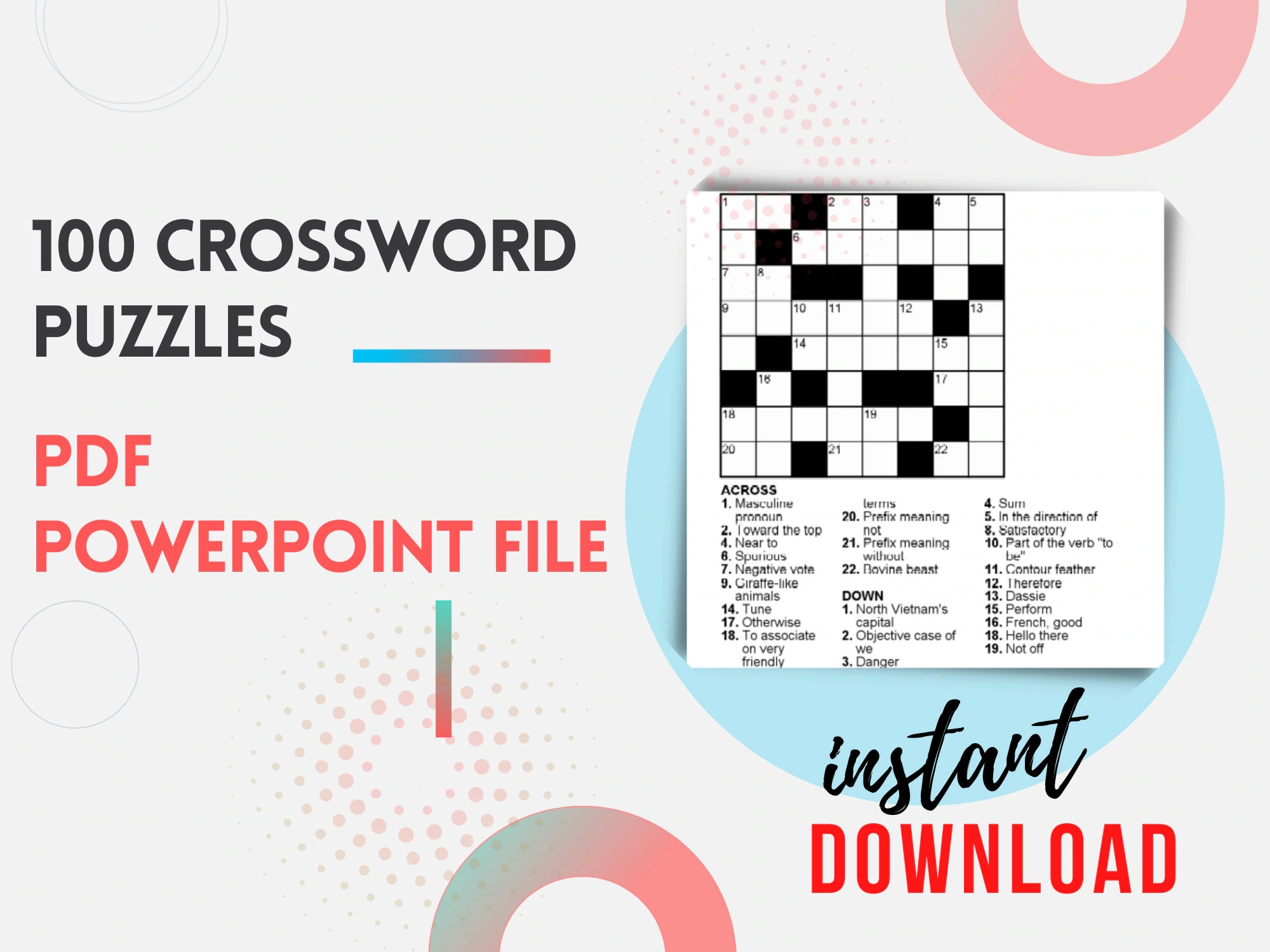Crossword Printable Puzzles PDF Powerpoint Files Etsy Crossword Printable Puzzles PDF Powerpoint Files Etsy