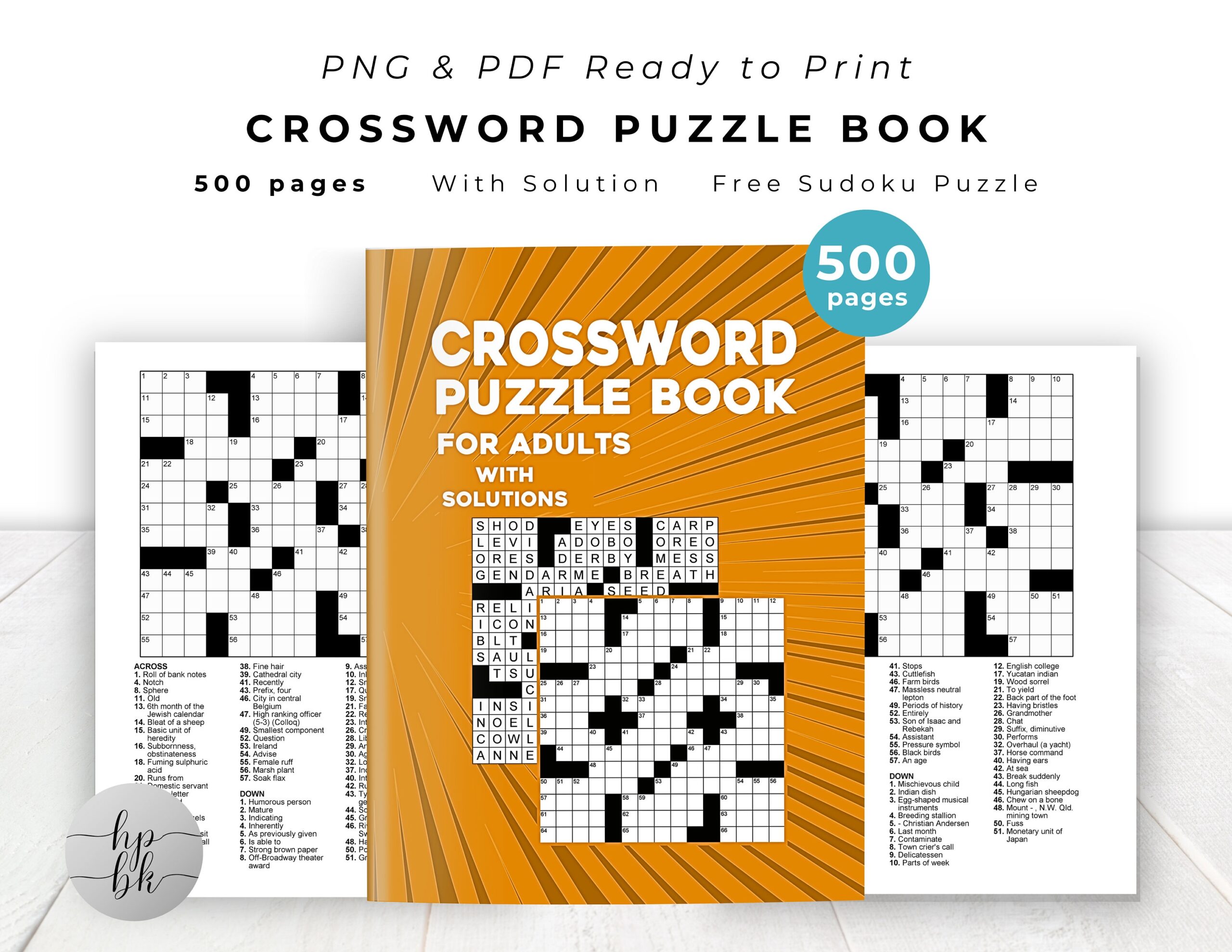 Crossword Puzzle Book For Adult Activity Game Printable Bundle Worksheets Library