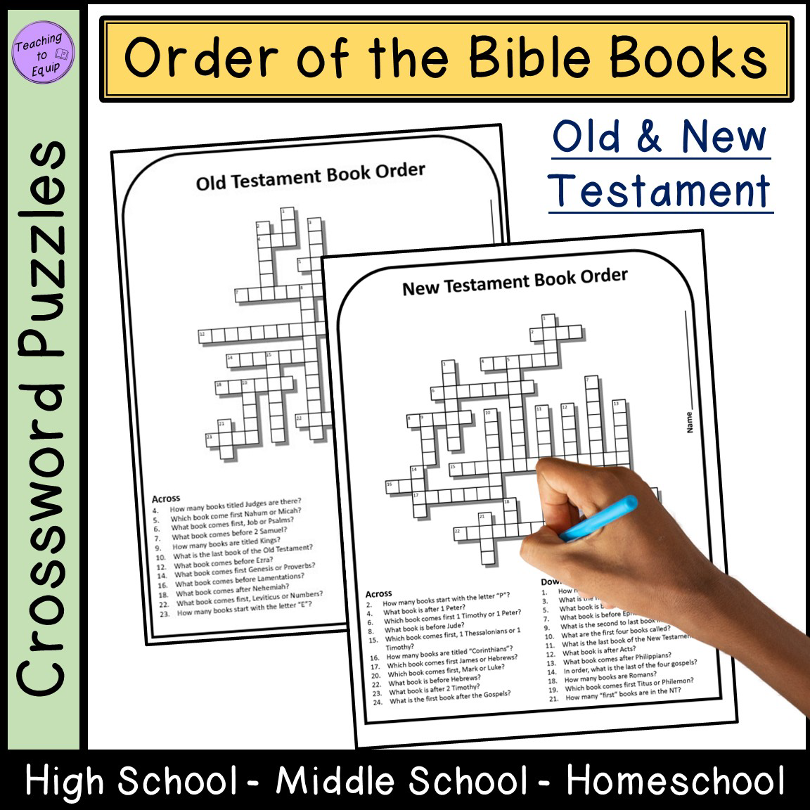 Crossword Puzzle Books Of The Bible Order Activity Made By Teachers