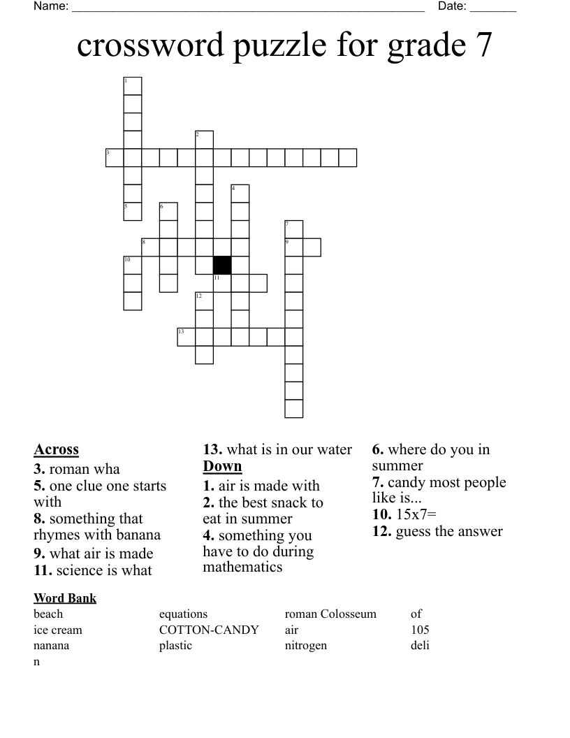 Crossword Puzzle For Grade 7 WordMint Worksheets Library Crossword Puzzle For Grade 7 WordMint Worksheets Library