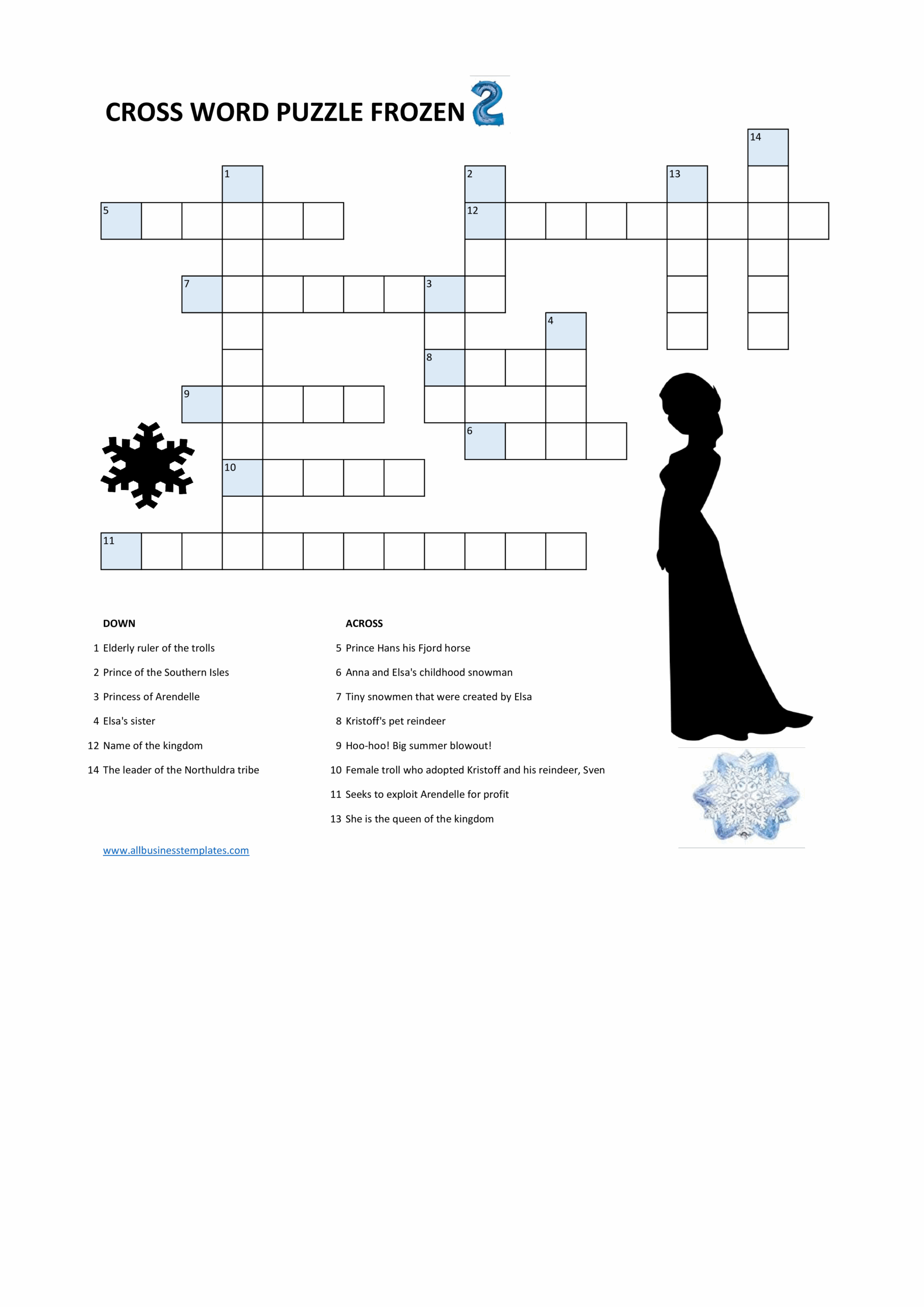Crossword Puzzle Frozen 2 Templates At Allbusinesstemplates Crossword Puzzle Frozen 2 Templates At Allbusinesstemplates