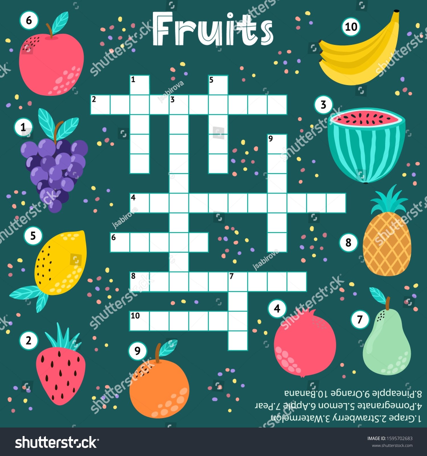 Crossword Puzzle Game Fruits Kids Educational Stock Vector Royalty Free 1595702683 Shutterstock
