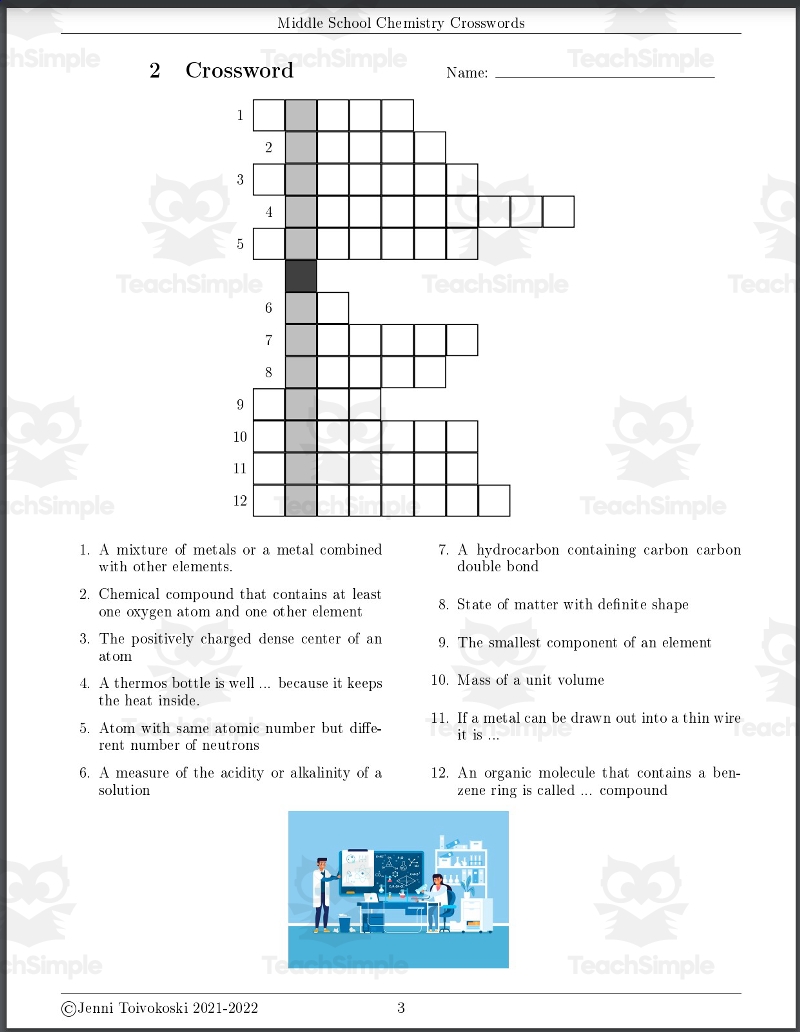 Crossword Puzzles About Middle School Chemistry By Teach Simple Crossword Puzzles About Middle School Chemistry By Teach Simple