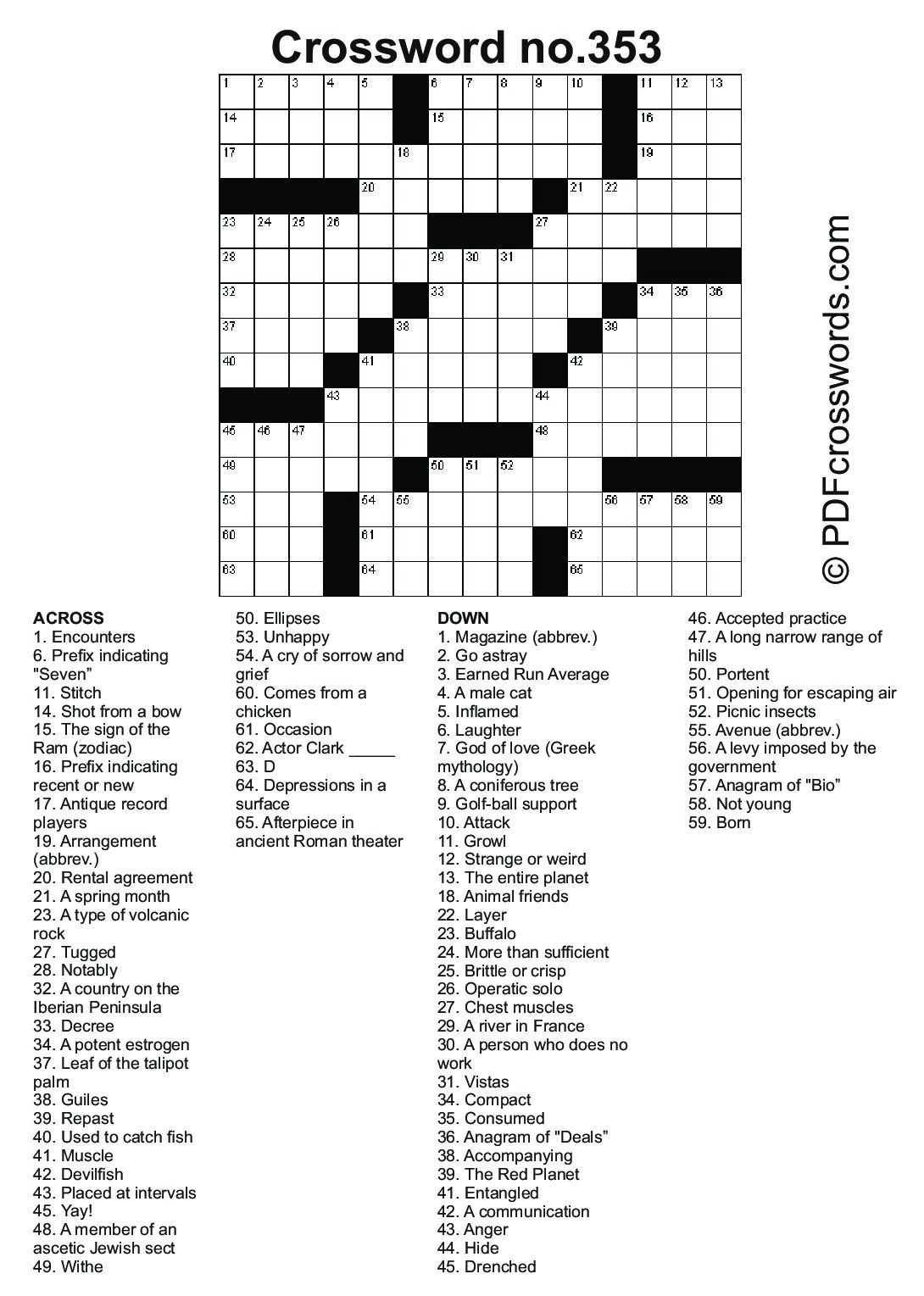 Free Printable Crosswords With Solutions