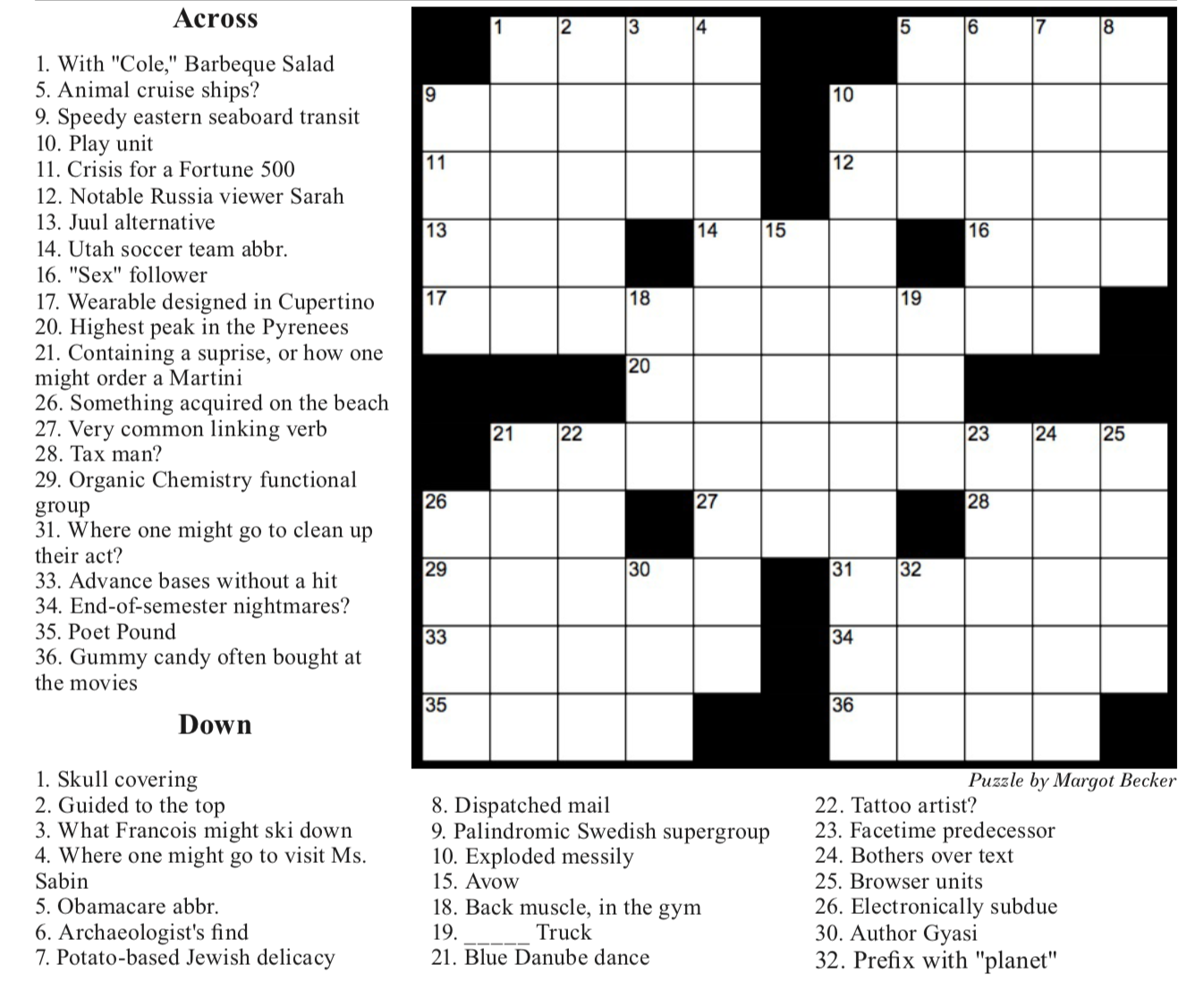 Crosswords The Milton Paper Crosswords The Milton Paper