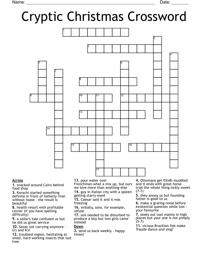 Cryptic Christmas Crossword WordMint