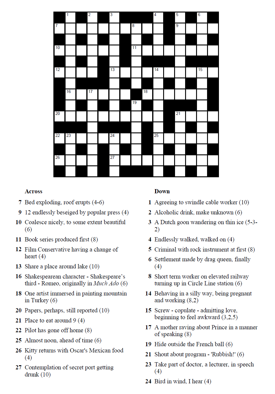 Free Beginner Crossword Puzzles Printable