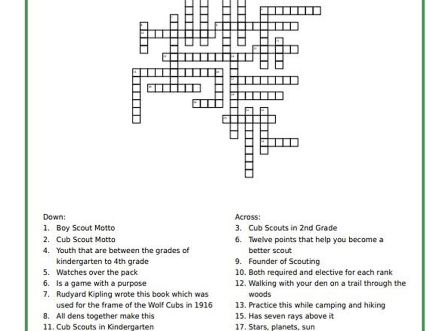 Cub Scout Crossword Puzzle ScouterLife