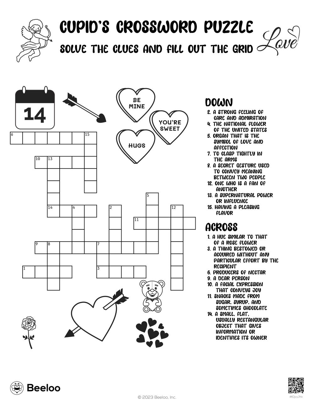 Cupid s Crossword Puzzle Beeloo Printable Crafts And Activities For Kids Cupid s Crossword Puzzle Beeloo Printable Crafts And Activities For Kids